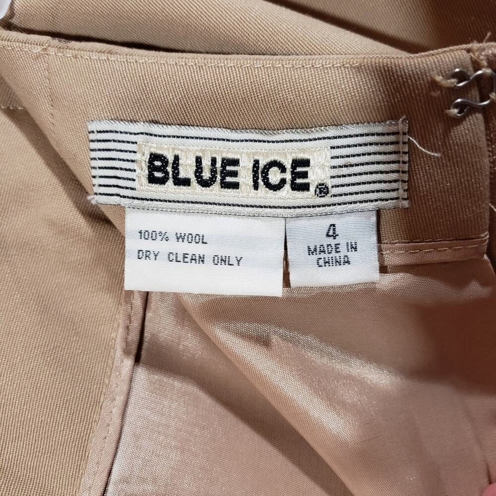 Blue ice‎ vintage tan 100% wool fully lined fit & flare skirt woman's size 4 - Picture 5 of 6